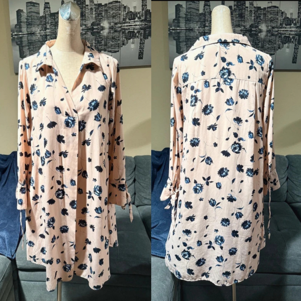 Floral Shirt Dress with Pockets